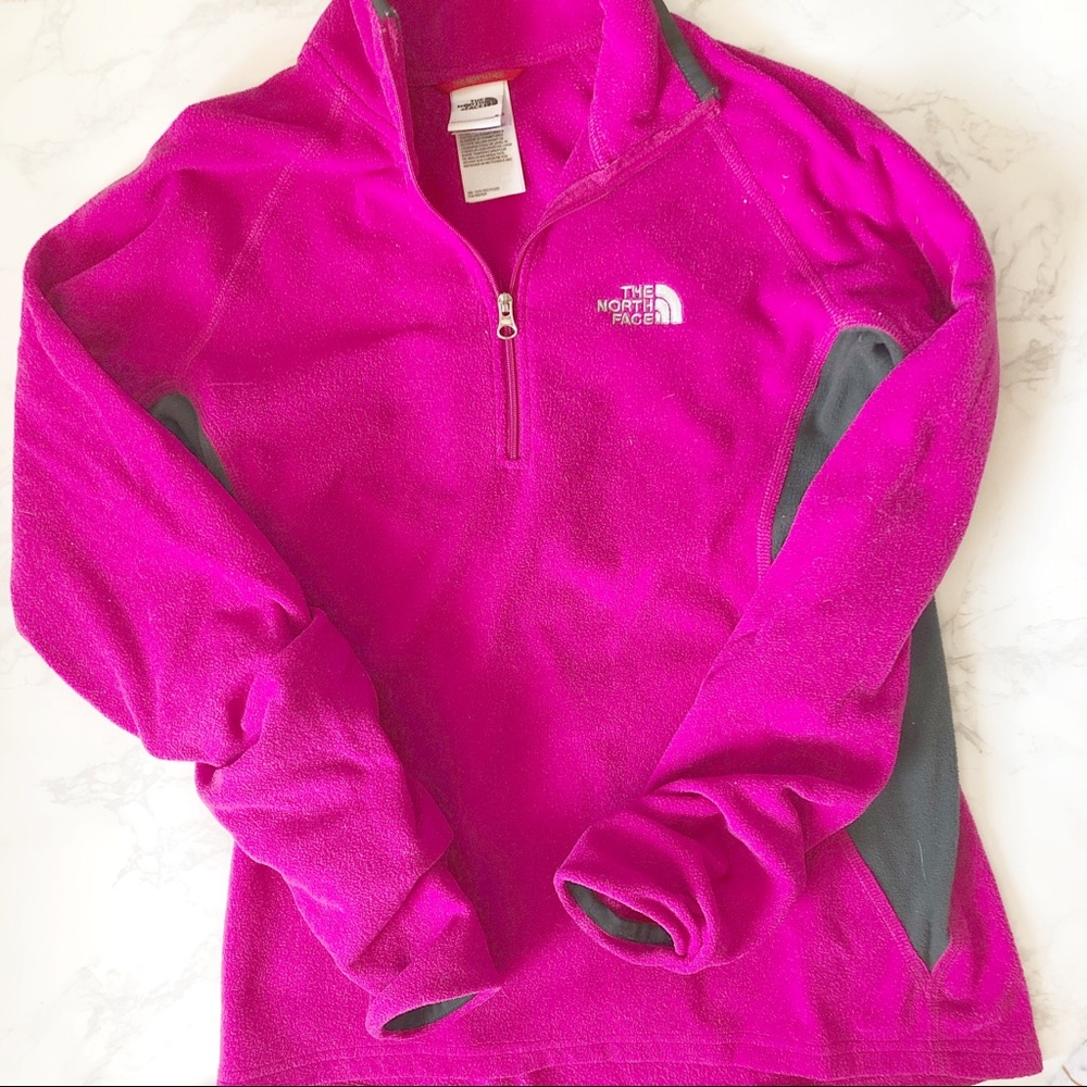 The North Face Pink and Grey Quarter Zip Small